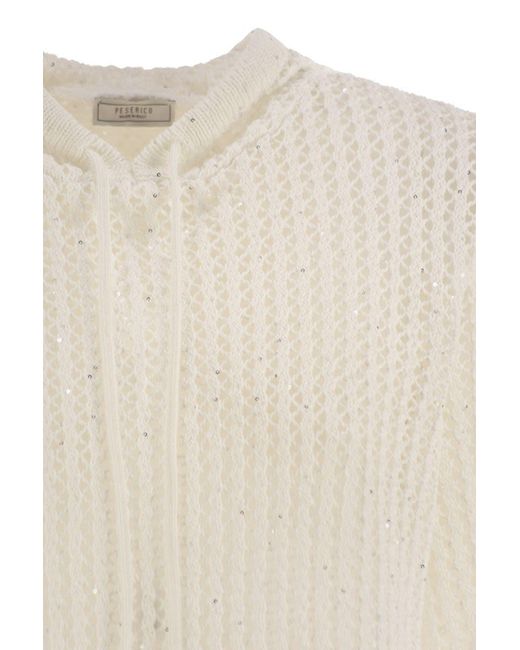 Peserico Natural Pure Cotton Cordonet Jumper With Sequins