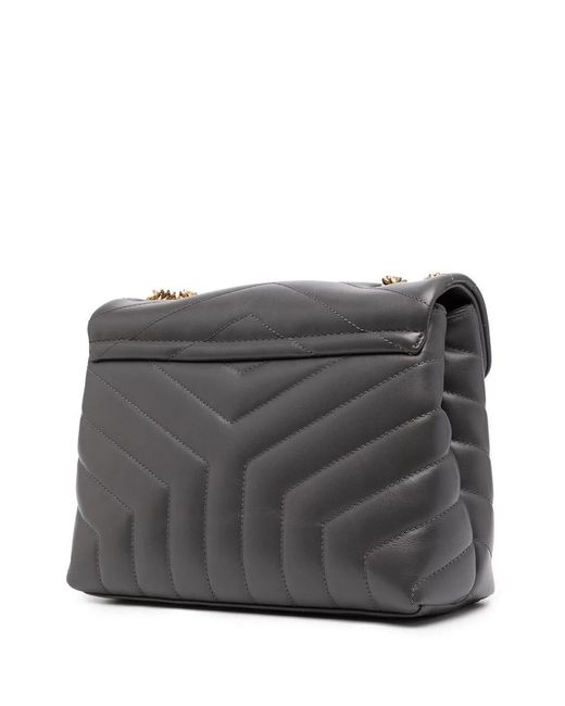 Saint Laurent Gray Luxurious Storm Calfskin Shoulder Bag For
