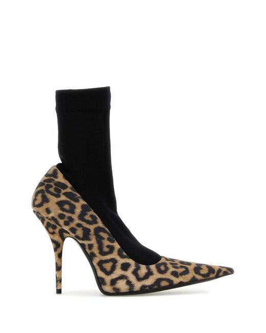 Balenciaga Black Printed Suede Avenue Sock Pumps