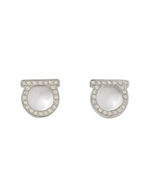 Ferragamo Metallic Gancini Crystal Earrings
