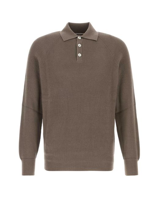 Brunello Cucinelli Brown Full Sleeves Polo for men