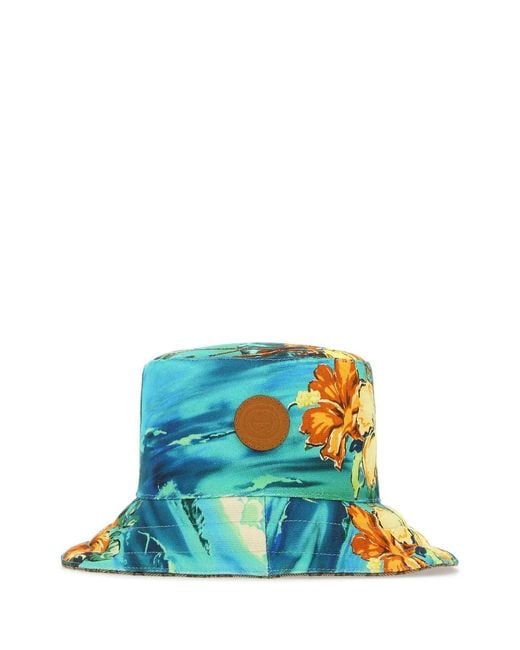 Gucci Green Printed Cotton Blend Hat