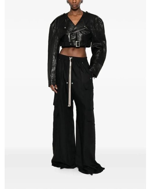 Rick Owens Black Reimagined Leather Jacket With Adjustable Belt