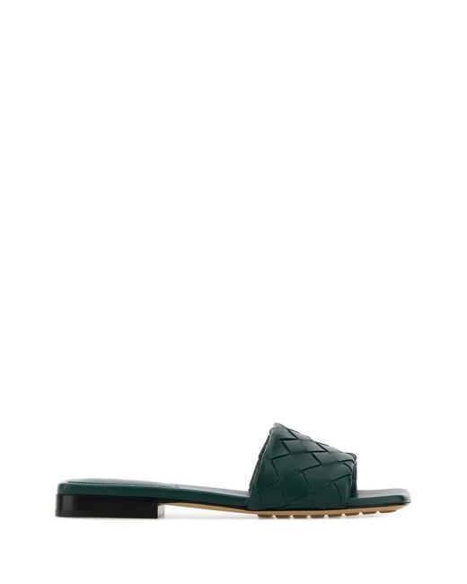 Bottega Veneta Green Bottle Leather Parco Slippers