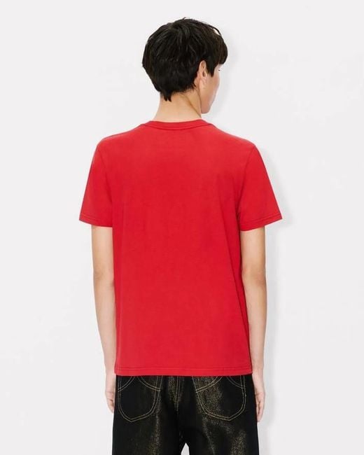 KENZO Red T-Shirt Gots Boke Flower Slim for men