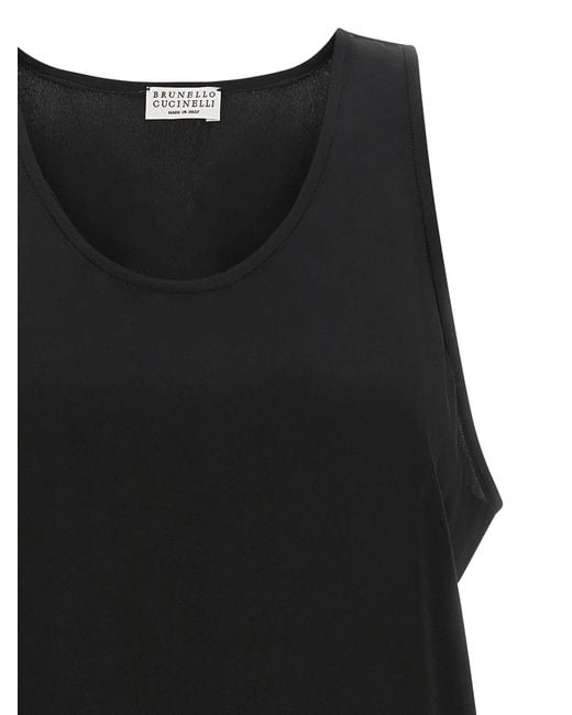 Brunello Cucinelli Black 'Monile' Silk Top
