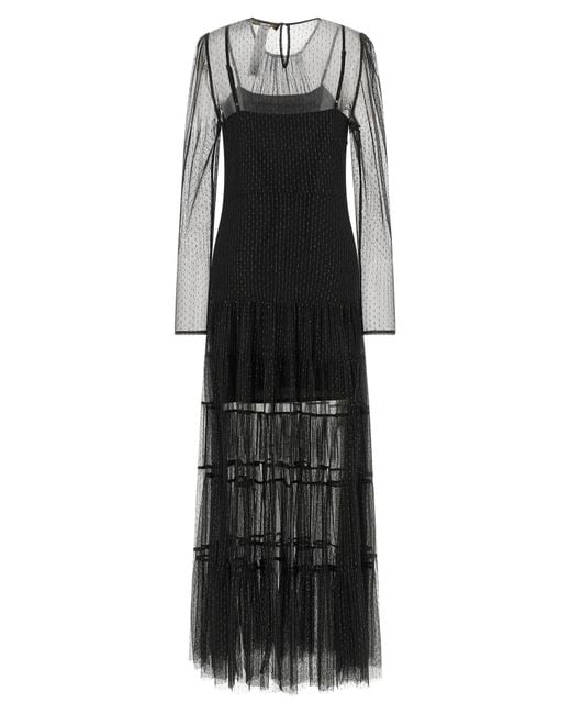 Twinset Black Twin Set Lamé Thread Dress