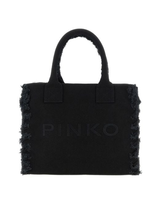 Pinko Black Cotton Tote Bag