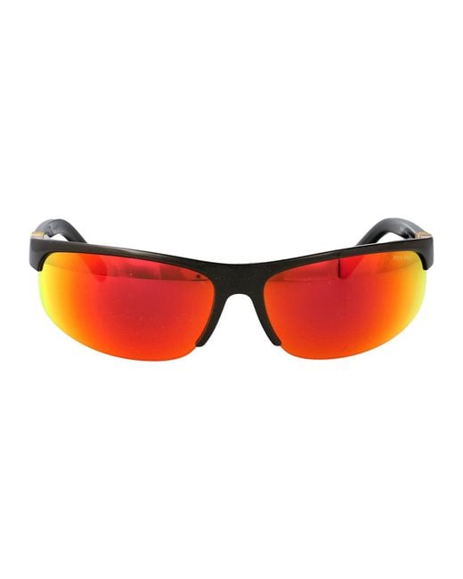 Miu Miu Red Kaki Metal Acetate Sunglasses