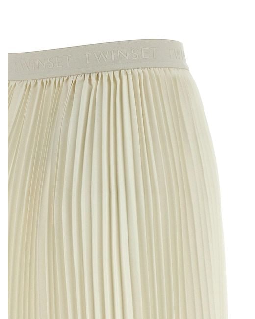 Twinset White Twin Set Pleated Skirt