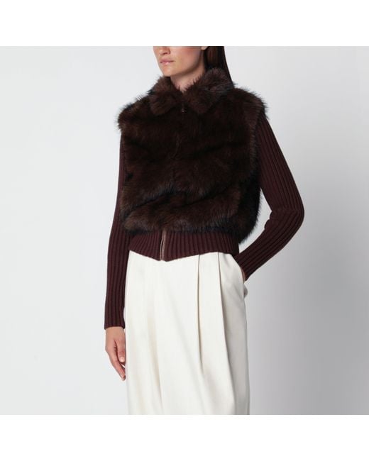 Source Unknown Black Meti Cardigan With Faux-Fur Insert