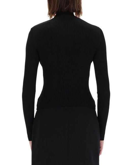 Versace Jeans Couture Black Ribbed Top With Buckle