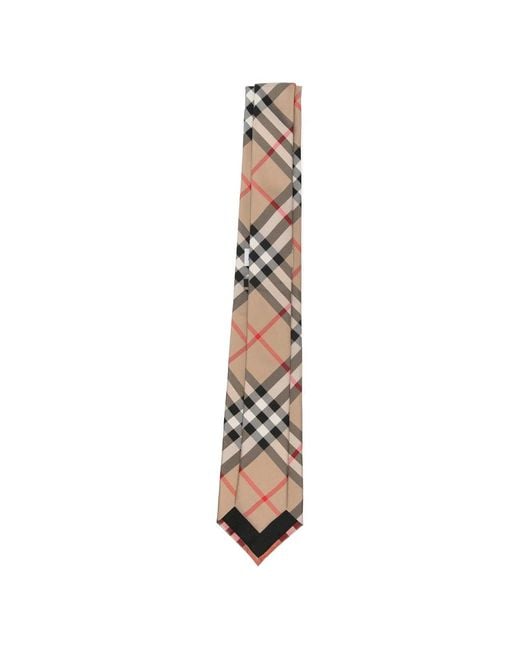 Burberry White Check Silk Tie for men
