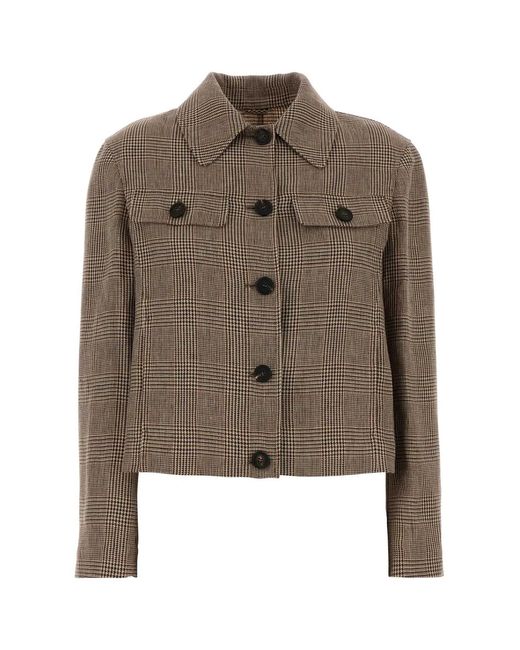 Brunello Cucinelli Brown Embroidered Linen Blazer
