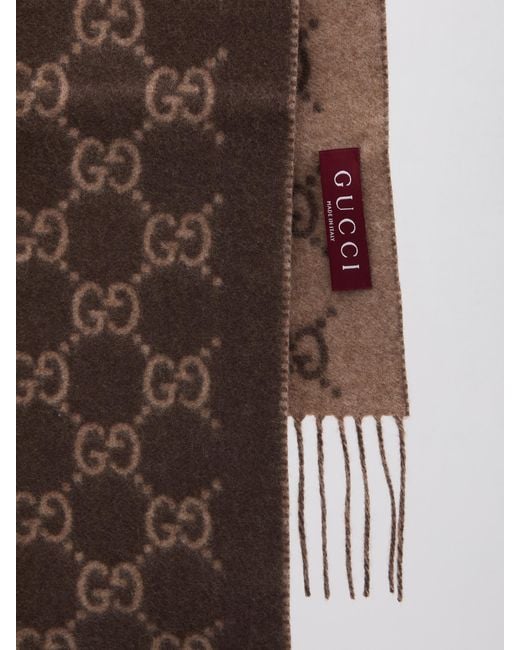 Gucci Brown Gg Cashmere Scarf for men