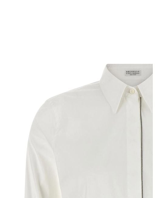 Brunello Cucinelli White 'Shiny Trim' Shirt