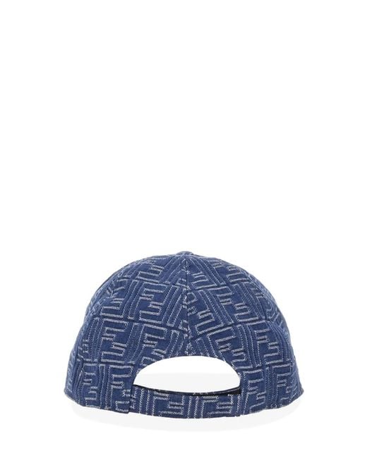 Fendi Blue Ff Jeans Baseball Cap for men