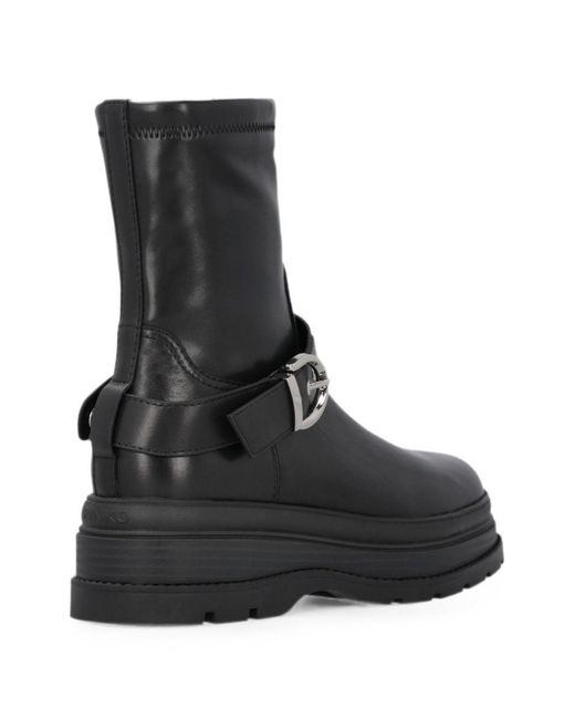 Pinko Black Leather Rubber Shoes