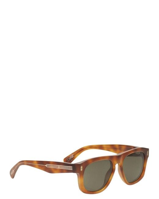 Brunello Cucinelli White Tortoiseshell Acetate Sunglasses With Iconic Details for men