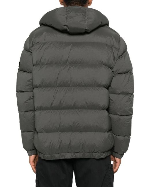 Stone Island Gray Padded Down Jacket With Hood for men
