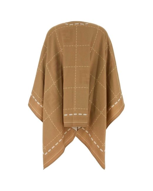 Fendi Natural Wool Poncho