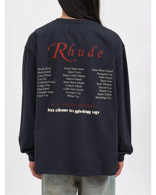 Rhude Blue Usvi Regatta Tour M/ T-Shirt for men