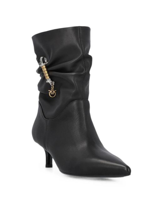Pinko Black Leather Rubber Shoes