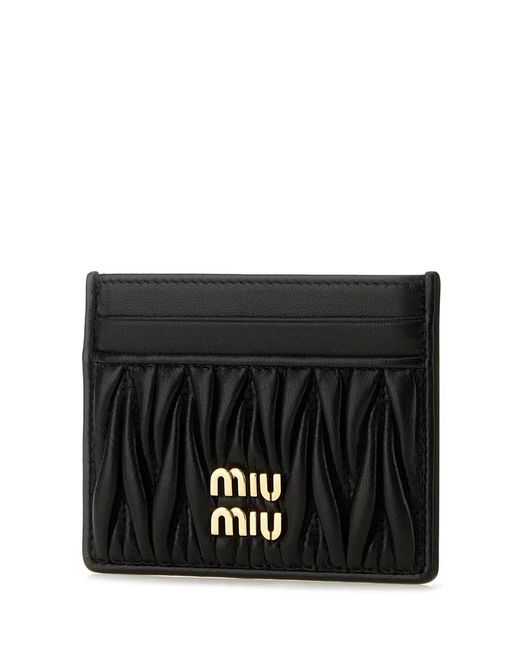 Miu Miu Black Matelassé Nappa Leather Card Holder