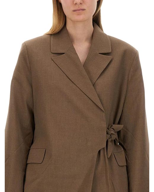 Ganni Brown Asymmetrical Blazer