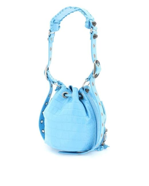 Balenciaga Blue Light- Leather Le Cagole Xs Bucket Bag