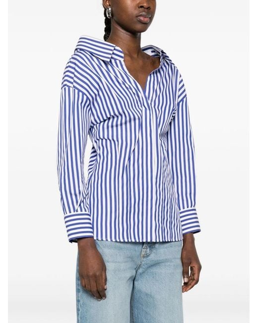 Givenchy Blue Slashed Striped Poplin Shirt
