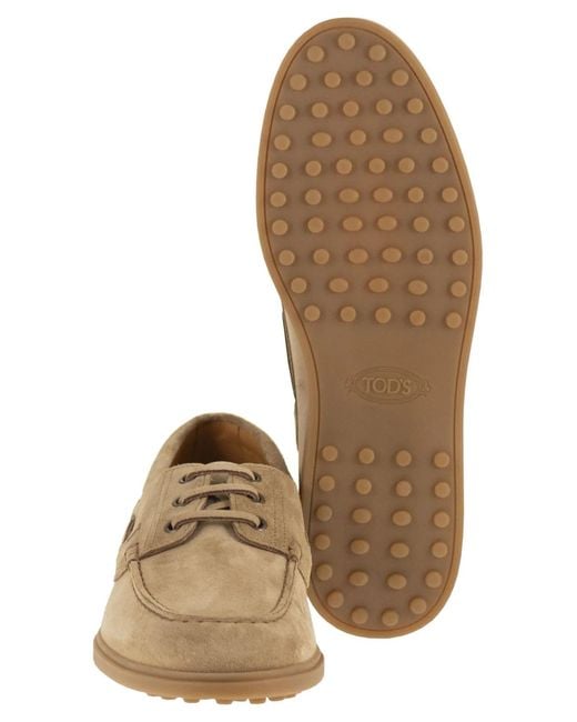 Tod's Brown Suede Boat Shoe for men