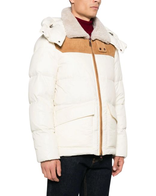 KIRED White Suede-Panelled Puffer Jacket for men