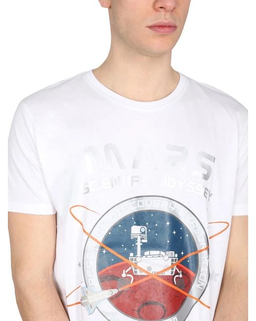Alpha Industries White "Mission To Mars" T-Shirt for men