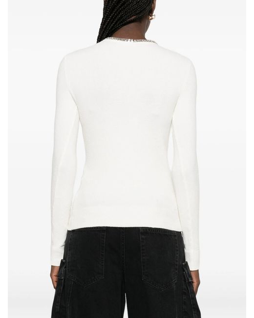 Rabanne White Cream Viscose Polyamide Sweater Cardigan