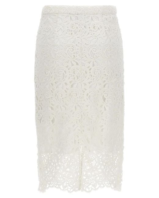 Burberry White Lace Skirt