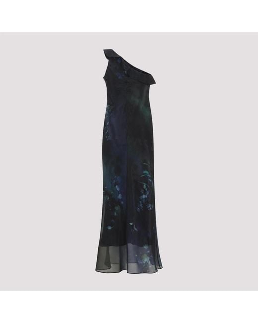 Giorgio Armani Black One-Shoulder Silk Long Dress