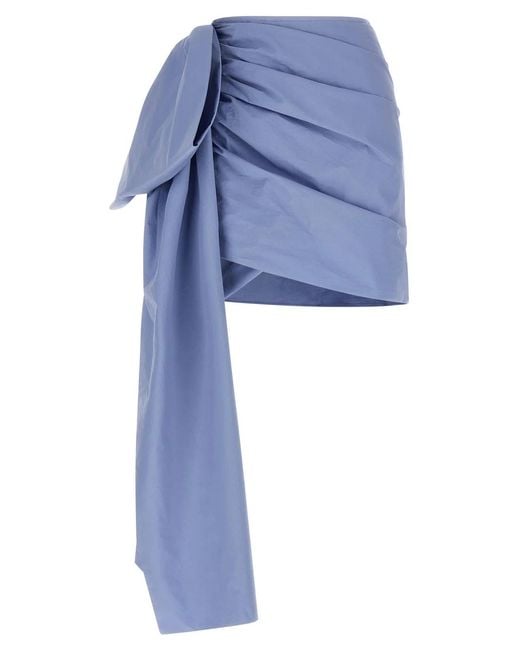 Self-Portrait Blue Self Portrait Cotton Tie Side Mini' Skirt