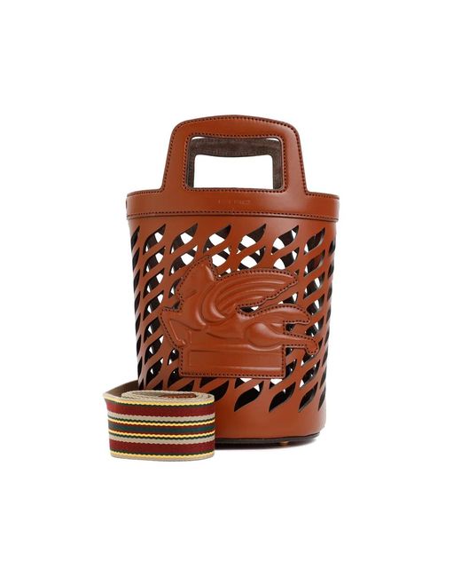 Etro Brown Leather Coffa Bucket Bag