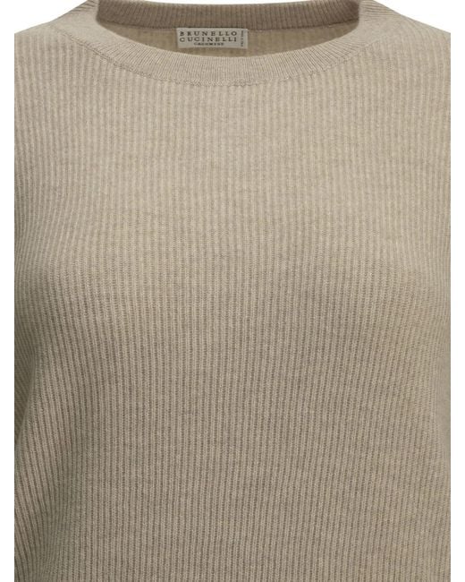 Brunello Cucinelli Natural Cashmere Crew-Neck Sweater