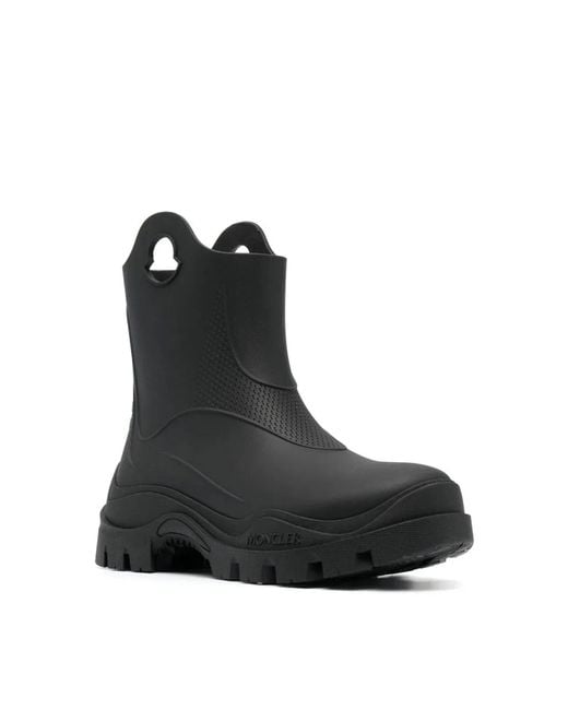 Moncler Black Misty Logo Round Toe Rain Boots