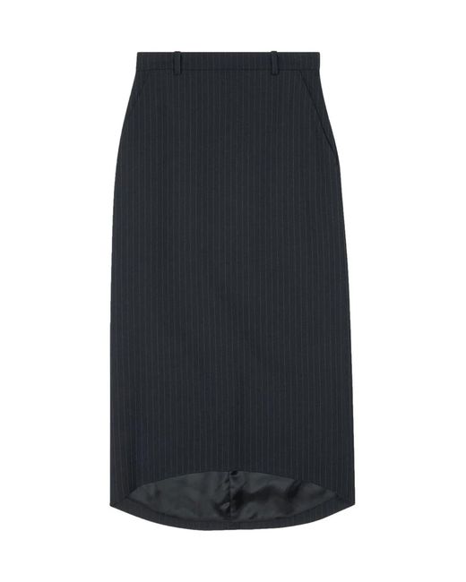 Balenciaga Blue Hourglass Pinstripe Pencil Skirt