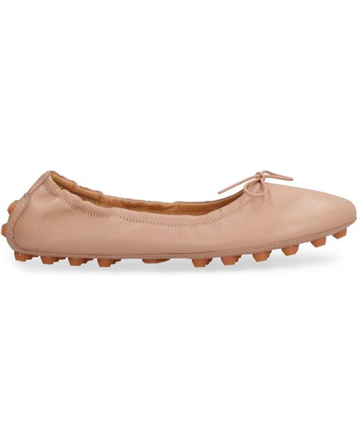 Tod's Pink Skin Leather Bubble Ballerinas
