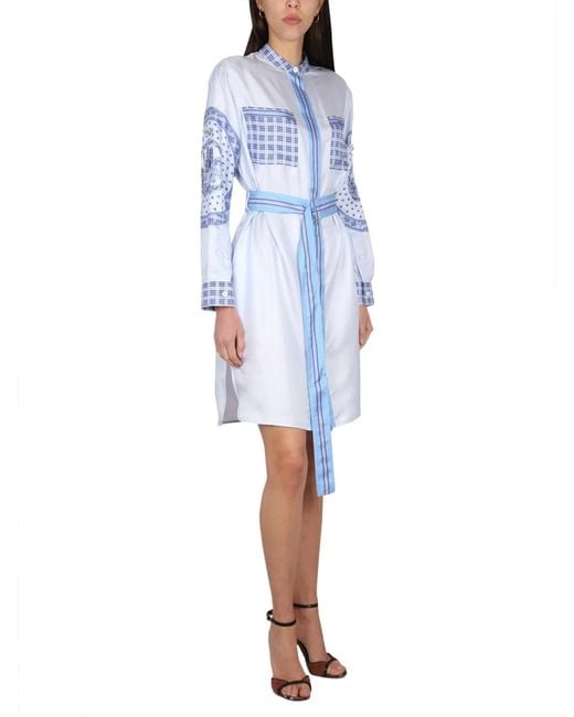 Burberry Blue Silk Chemisier Dress