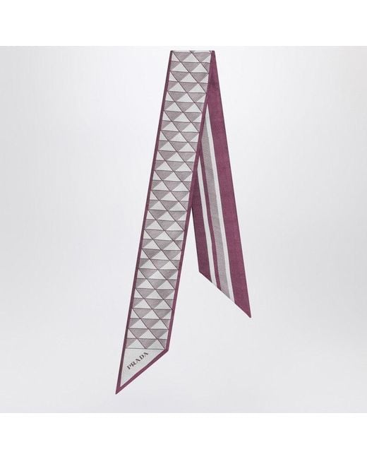 Prada Purple Mauve Printed Silk Twill Scarf