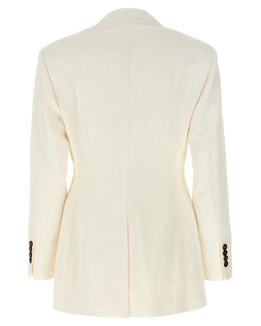Brunello Cucinelli Natural Double-Breasted Blazer