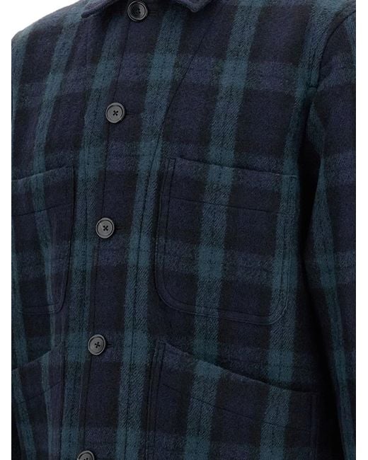 Paul Smith Blue Wool Plaid Button-Up for men