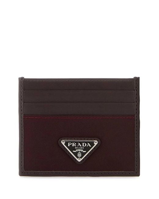 Prada Brown Dark Leather Card Holder for men