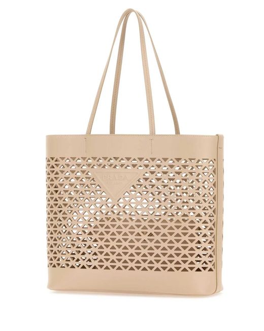 Prada Natural Sand Leather Shopping Bag