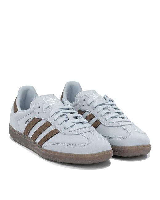 Adidas Originals Gray Samba Og Lightblue Leather Rubber Sneakers